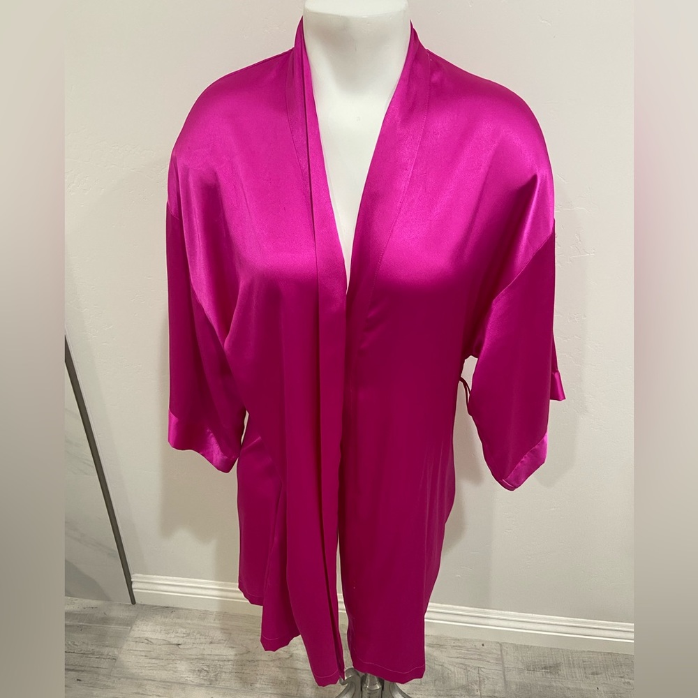 Vintage Victoria’s Secret Hot Pink Fuchsia Short Robe or Smoking Jacket